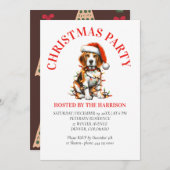 Invitation Beagle Canine Retro Aquarelle Noël (Devant / Derrière)