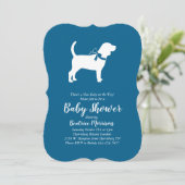 Invitation Beagle chien Baby shower bleu garçon (Debout devant)
