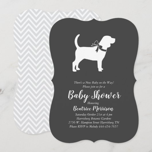 Invitation Beagle Chien Baby shower genre neutre (Devant / Derrière)