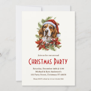 Invitation Beagle dans un Santa Hat mignonne chien animal de