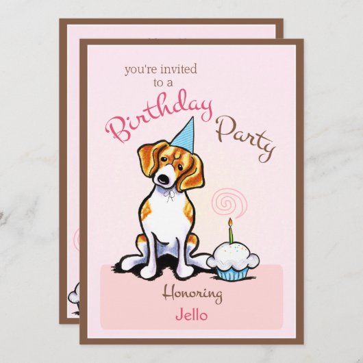 Invitation Beagle de fête d'anniversaire chiot fille off-Leas (Devant / Derrière)