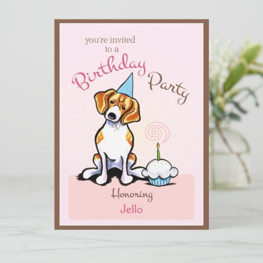 Invitation Beagle de fête d'anniversaire chiot fille off-Leas (Debout devant)
