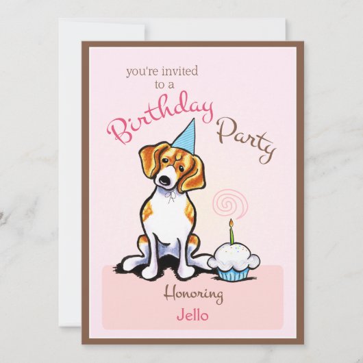 Invitation Beagle de fête d'anniversaire chiot fille off-Leas (Devant)