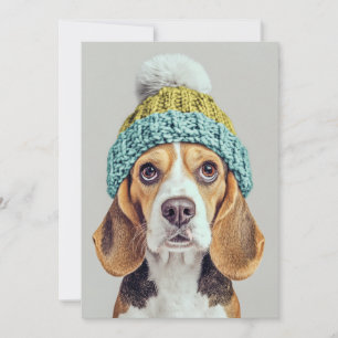 Invitation Beagle douillet dans un Casquette Knit d'hiver