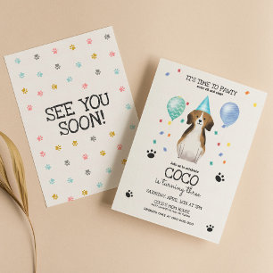Invitation Beagle laisse Pawty Chien Chien Chien Chien Chiot 