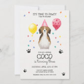 Invitation Beagle laisse Pawty Chien Chien Chien Puppy Annive (Devant)