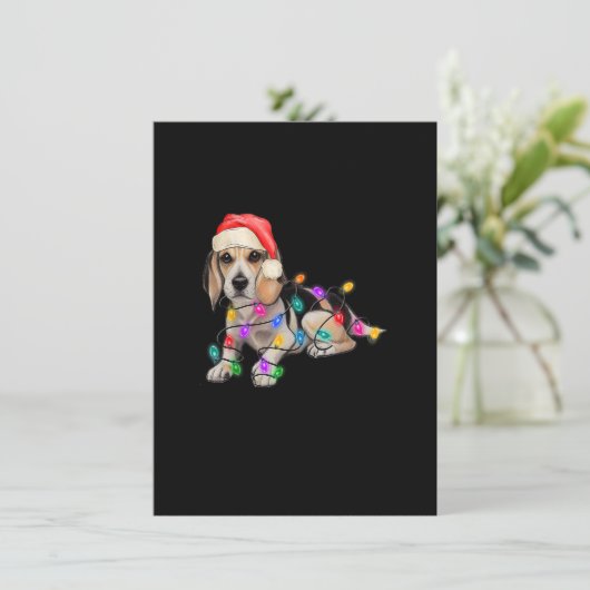 Invitation Beagle Père Noël Noël Arbre Lumières Noël Garçons  (Debout devant)