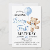 Invitation Béaire Bleu Teddy Premier anniversaire (Devant)
