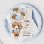 Invitation Béaire Brown bleu mignonne Baby shower de garçon o<br><div class="desc">Cette adorable invitation à thème en ours en peluche saura mettre un sourire sur le visage de vos invités ! Les tons doux bleu pastel, marron & beige rendent ce design parfait pour un anniversaire de naissance. Personnalisez l'invitation avec vos détails et si vous voulez réorganiser le style et le...</div>