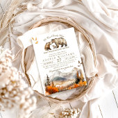 Invitation Bear Adventure Fall Mountain Neutral Baby shower