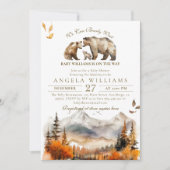 Invitation Bear Adventure Fall Mountain Neutral Baby shower (Devant)