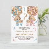 Invitation Bear Baby Reveal Balloons Minimal (Debout devant)