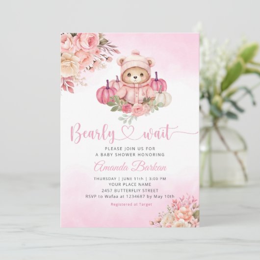 Invitation Bear Baby Shower (Debout devant)