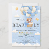 Invitation Bear Baby Shower for Boy | We Can Bearly wait (Devant)