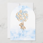 Invitation Bear Balloon Cloud Neuf Fluffy Baby Boy Douche (Dos)