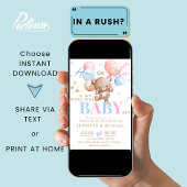 Invitation Bear Balloon Genre Reveal Party Garçon ou fille