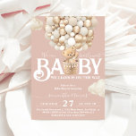 Invitation Bear Balloons Bearly Wait Baby Girl Douche<br><div class="desc">Un petit ours est en route ? Bien sûr,  vous allez fêter ça ! Cette conception Bear Balloons "We Can Bearly Wait" vous aide à planifier une grande douche bébé fille!</div>