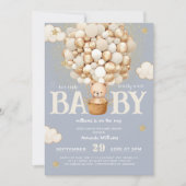 Invitation Bear Balloons Bearly Wait garçon Baby shower (Devant)