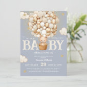 Invitation Bear Balloons Bearly Wait garçon Baby shower (Debout devant)