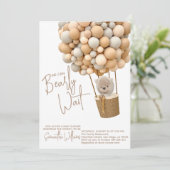Invitation Bear Balloons Moderne Baby shower neutre genre (Debout devant)
