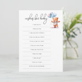 Invitation Bear Balloons Wings for Baby shower Game Card (Debout devant)