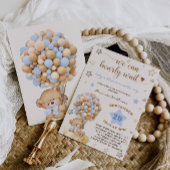 Invitation Bear Bearly Wait Baby shower bleu clair