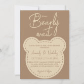 Invitation Bear Bearly Wait Baby shower Brown ivoire moderne (Devant)
