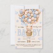Invitation Bear Bearly Wait Blue Baby Boy Douche (Devant)