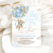 Invitation Bear Blue Boy 1er anniversaire