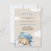 Invitation Bear Blue Boy Baby shower d'hiver (Devant)