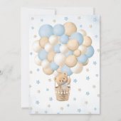 Invitation Bear Blue Hot Air Balloon Baby shower garçon (Dos)
