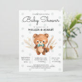 Invitation Bear Boho Baby Boy Douche garçon (Debout devant)