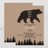 Invitation Bear Boy Baby shower Rustic Woodland Kraft (Devant / Derrière)