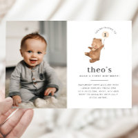 Bear Cream Balloon Photo 1er Anniversaire Invitati
