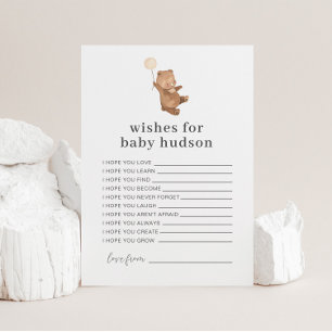 Invitation Bear Cream Balloon Wives for Baby Card