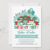 Invitation Bear Cub Bleu fraise Berry 1er anniversaire fête (Devant)