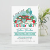 Invitation Bear Cub Bleu fraise Berry 1er anniversaire fête (Debout devant)