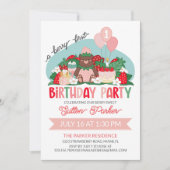 Invitation Bear Cub Pink Strawberry Berry 1ère fête d'anniver (Devant)