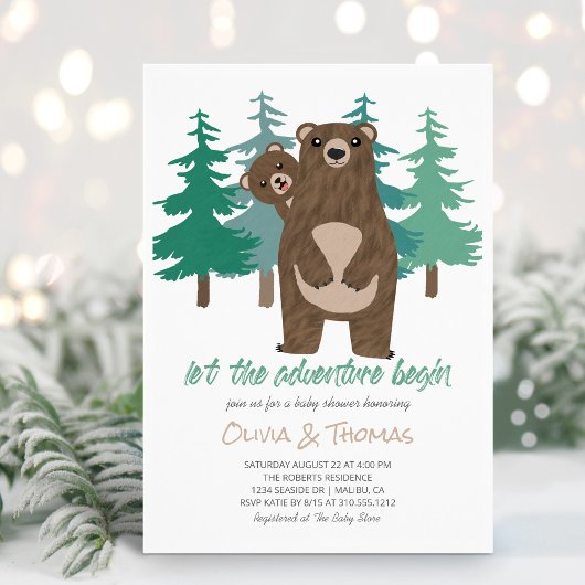 Invitation Bear Cub Woodland Adventure Baby shower