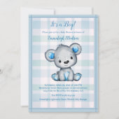 Invitation Bear Cute Pour Baby shower Garçon (Devant)