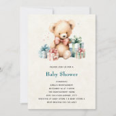 Invitation Bear en peluche mignonne avec Baby shower présent (Devant)