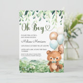 Invitation Bear Enchanted Forest Oh Boy Baby shower (Debout devant)