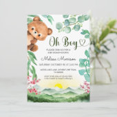 Invitation Bear Forest Cub Bébé Garçon Douche (Debout devant)