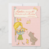 Invitation Bear Girl Ducklings Enfants Anniversaire Invitatio (Devant)