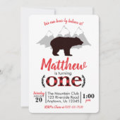 Invitation Bear Lumberjack Boy Premier anniversaire (Devant)