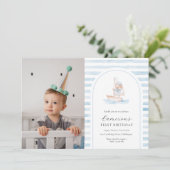 Invitation Bear marin Bear Bleu Bande Photo Premier anniversa (Debout devant)