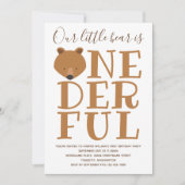 Invitation Bear Merveilleux Un 1er Anniversaire (Devant)