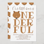 Invitation Bear Merveilleux Un 1er Anniversaire (Devant / Derrière)