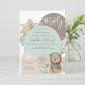 Invitation Bear Modern Boho Baby shower neutre genre (Debout devant)
