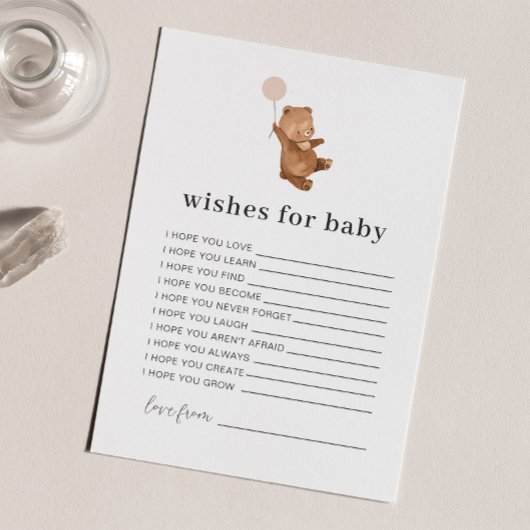 Invitation Bear Pink Balloon Wives for Baby Card